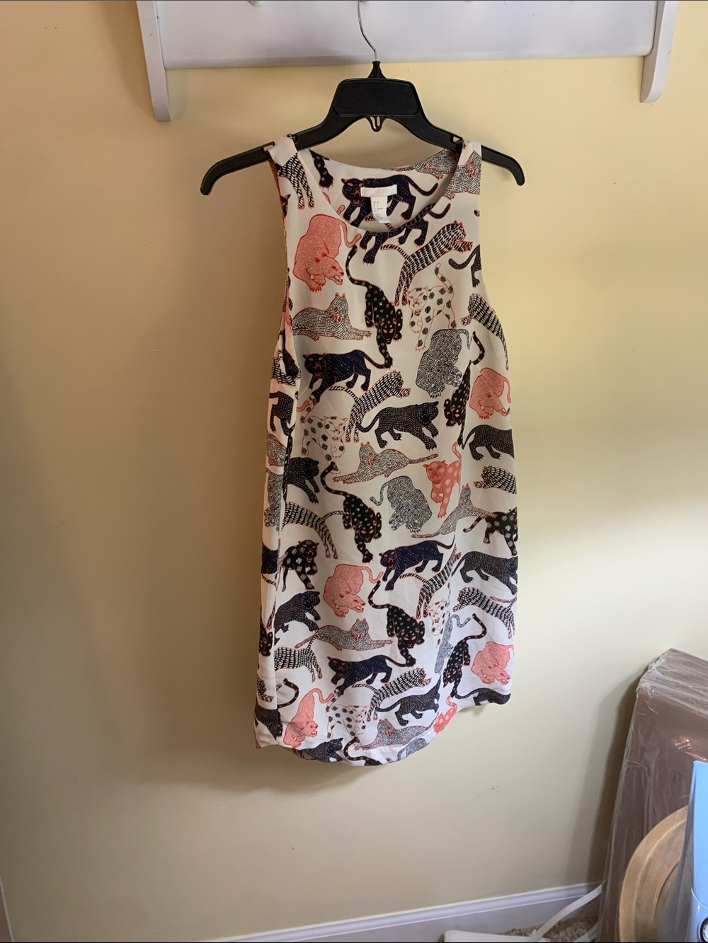 H&M Cream Sleeveless Dress with Pink & Navy Animal Print